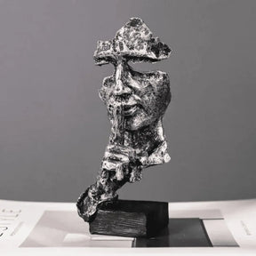Escultura Decorativa Decoracao para sala prateado Silencio Estatua 