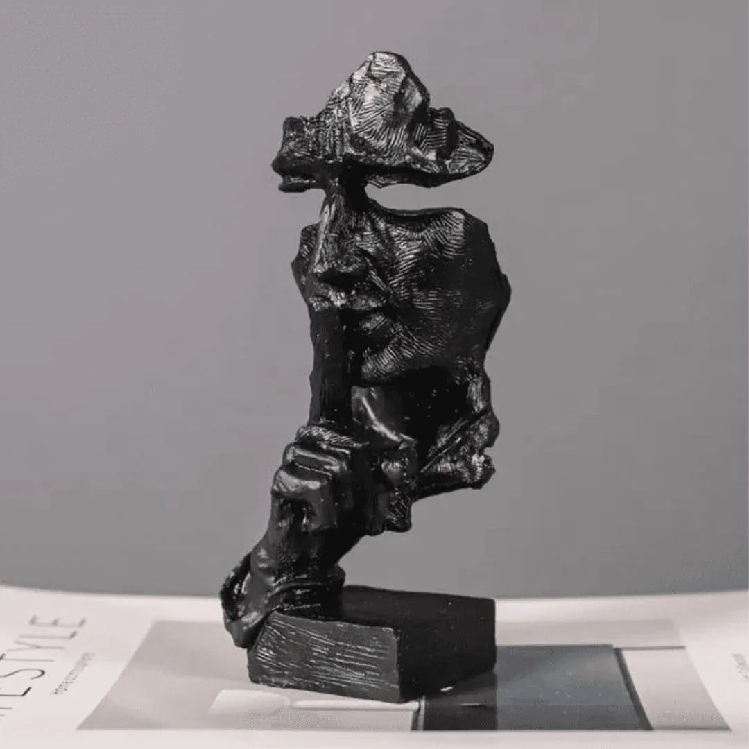 Escultura Decorativa Decoracao para sala preto Silencio Estatua 