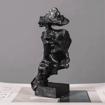 Escultura Decorativa Decoracao para sala preto Silencio Estatua 