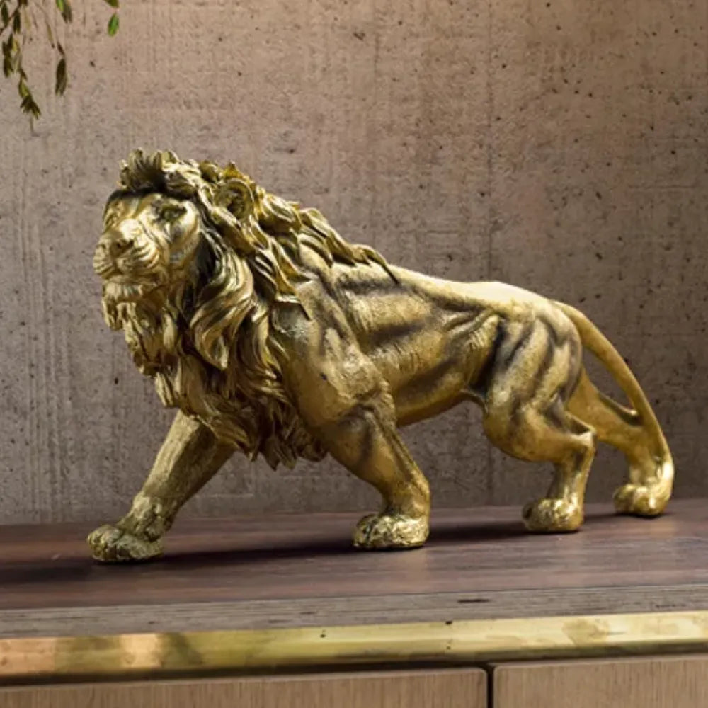 Escultura Decorativa Leão Estátua para Mesa Decoração