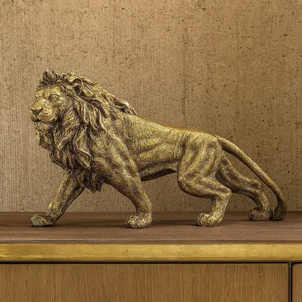 Escultura Decorativa Leão Estátua para Mesa Decoração
