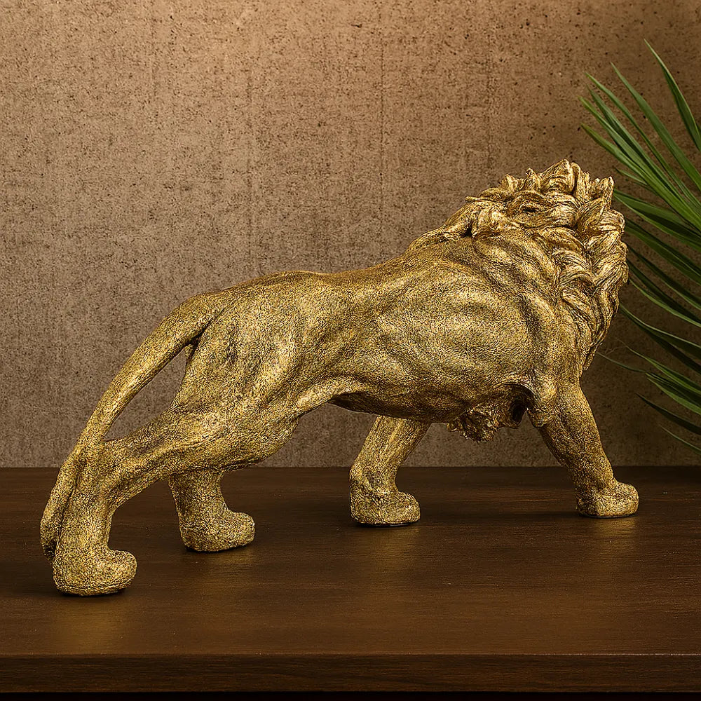 Escultura Decorativa Leão Estátua para Mesa Decoração