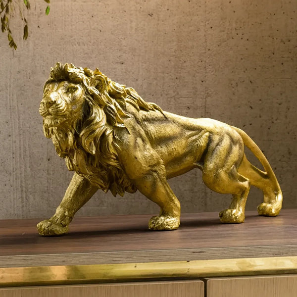 Escultura Decorativa Leão Estátua para Mesa Decoração