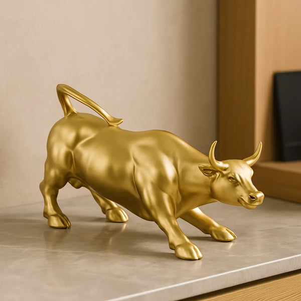 Escultura Decorativa Touro Estatua para Mesa dourado
