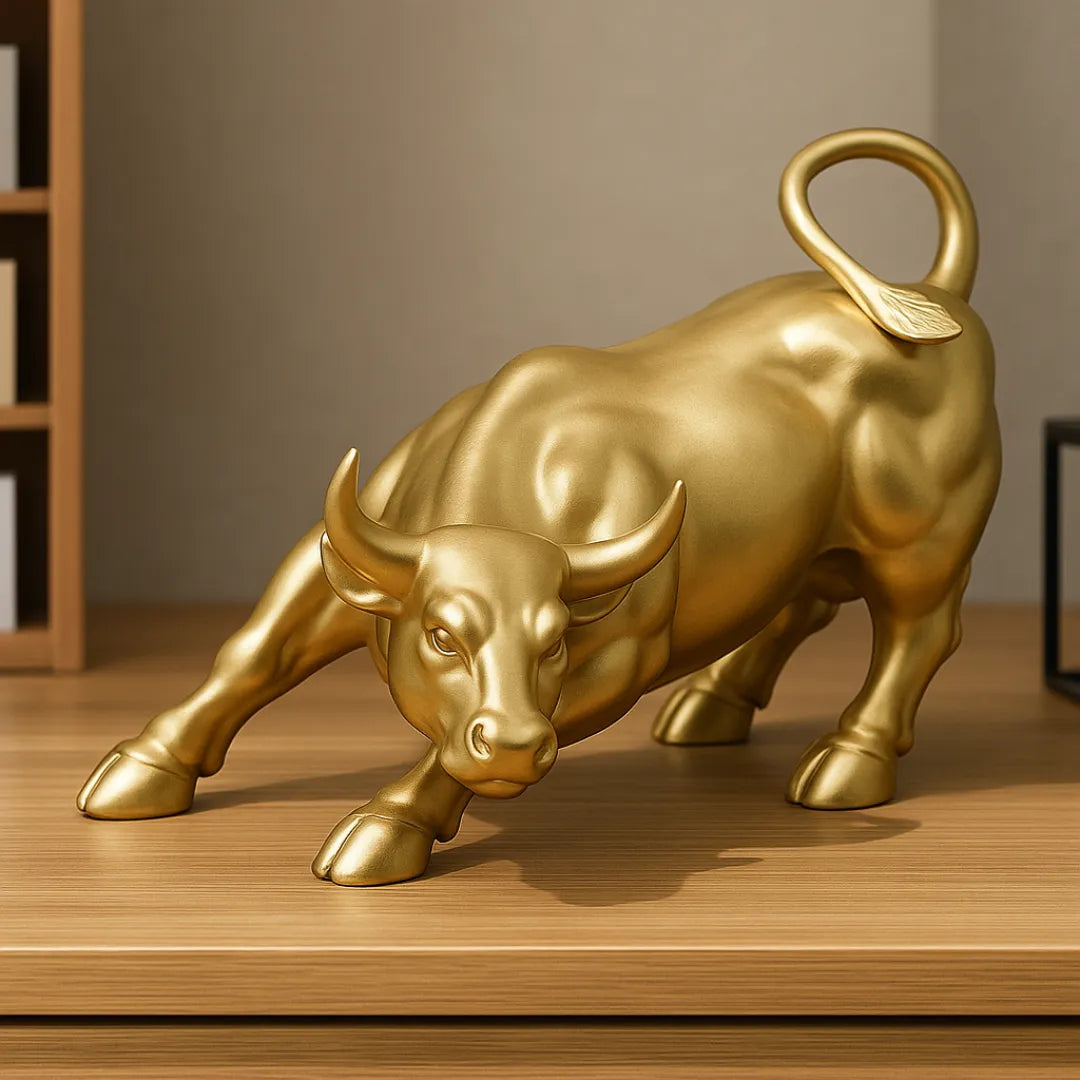 Escultura Decorativa Touro Estatua para Mesa dourado 1