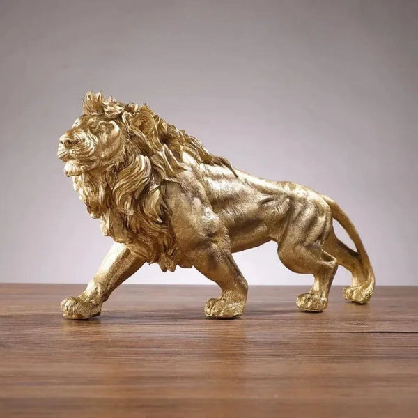 Escultura Decorativa para sala Leao Decoracao Dourado Estátua