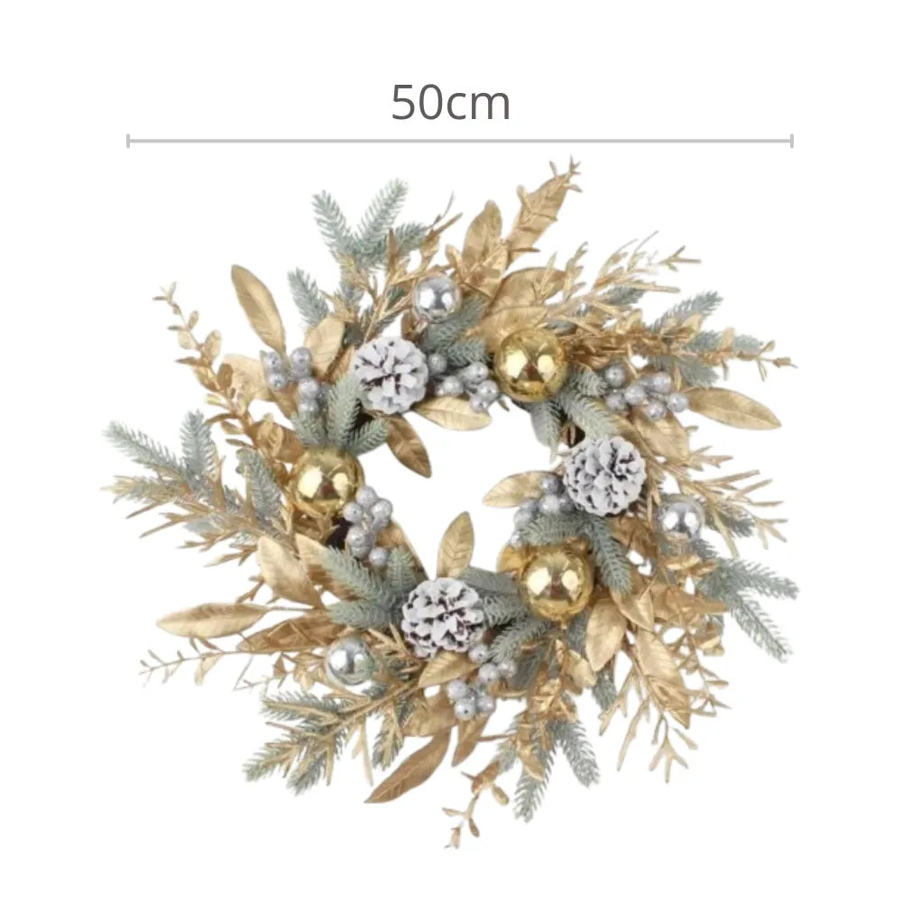 Guirlanda de Natal de Luxo para Porta/Parede Grande Dourada