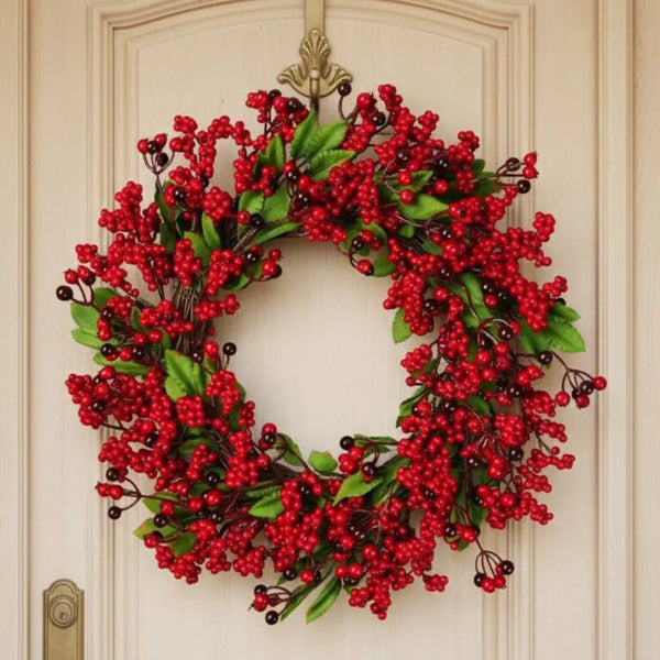 Guirlanda de Natal para Porta/Parede de Luxo Vermelha Verde Grande