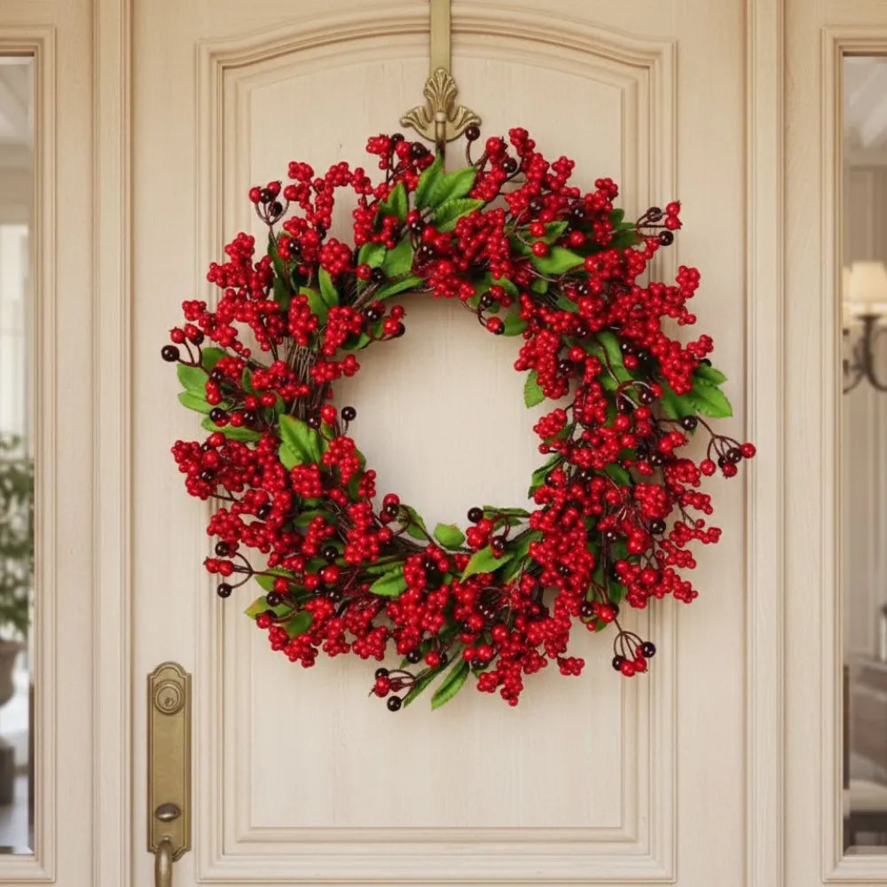 Guirlanda de Natal para Porta/Parede de Luxo Vermelha Verde Grande
