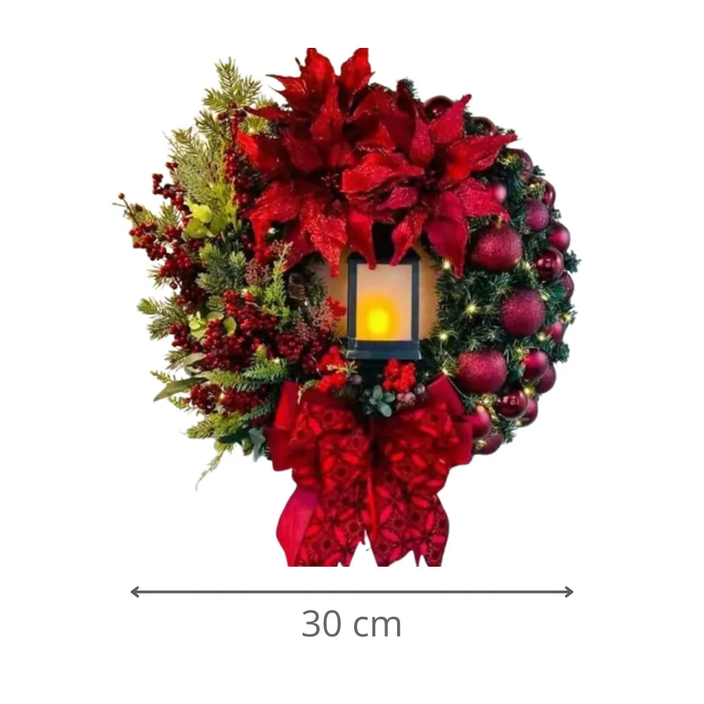 Guirlanda de Natal para Porta de Luxo Grande Vermelha Natalina Decoração