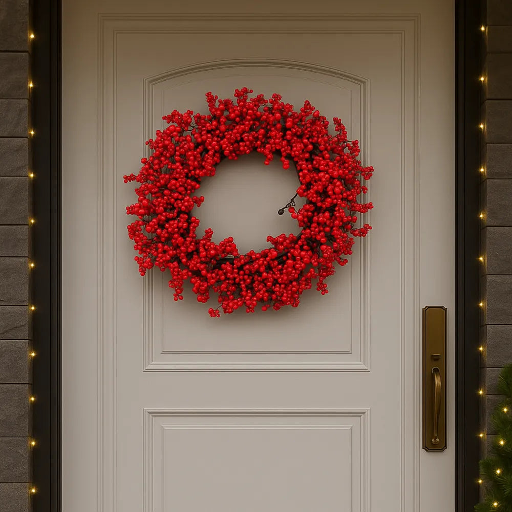 Guirlanda de Natal para Porta de Luxo Grande Vermelha natalina