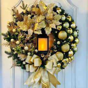 Guirlanda de Natal para Porta e Parede de Luxo Decoração Natalina dourada