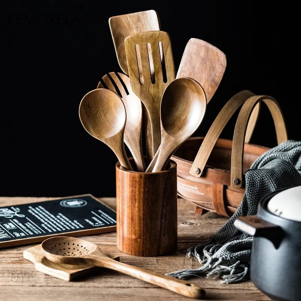 Kit Utensílios De Cozinha De Madeira Antiaderente 7 Peças 1