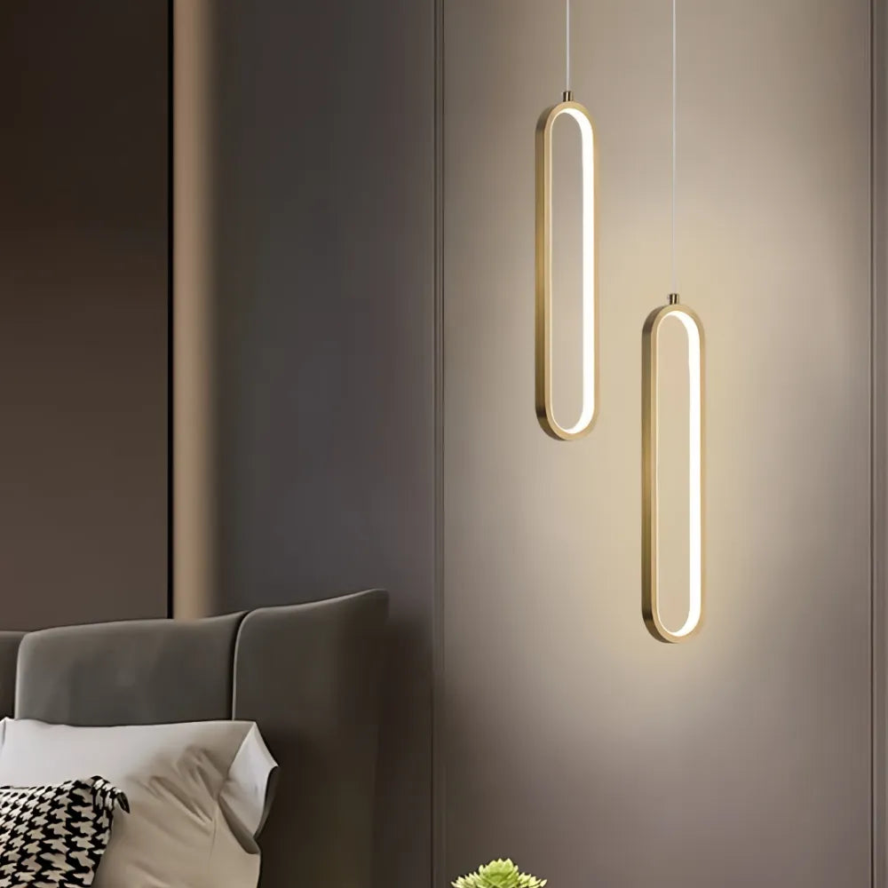 Luminária Pendente de Teto para Sala/Quarto/Cozinha LED dourado 2 Peças