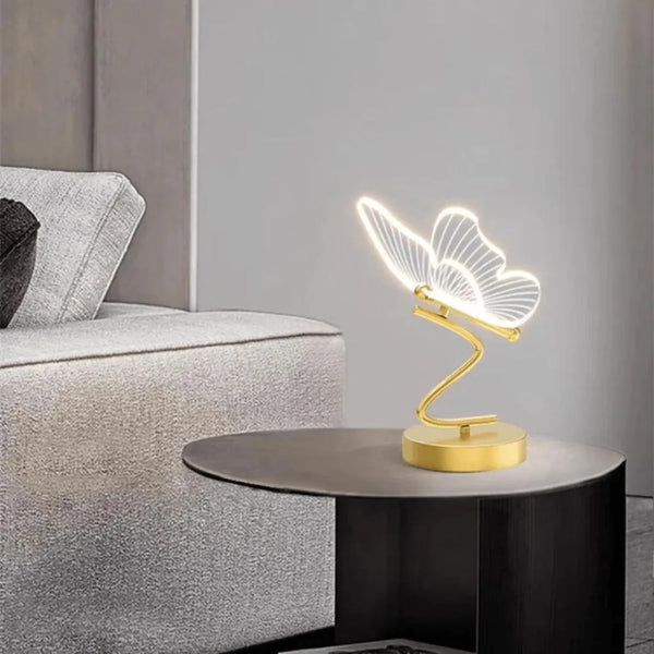 Luminária de Mesa LED para Quarto Sala Borboleta Dourado mesa de jantar