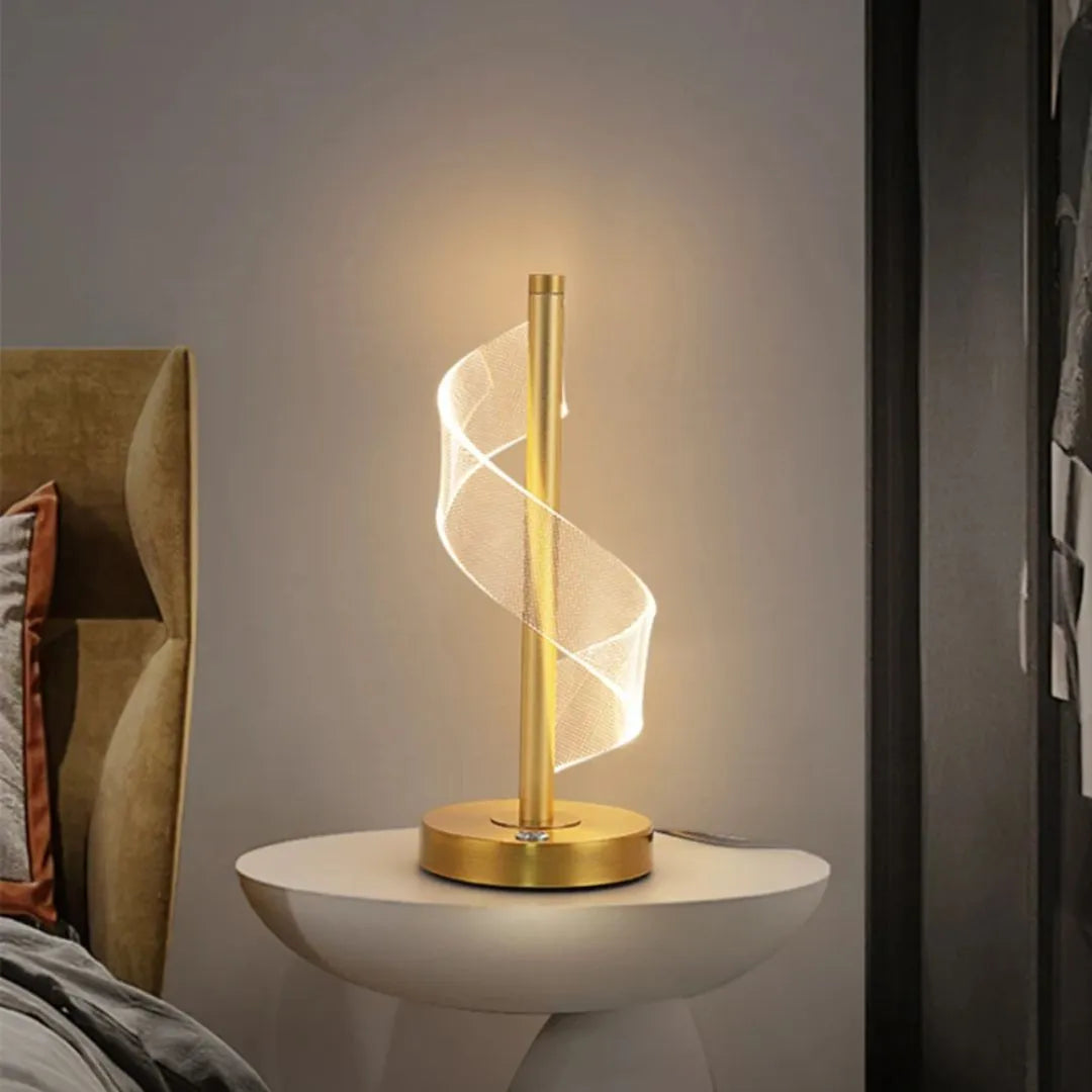Luminária de Mesa LED para Quarto Sala Dourada Espiral