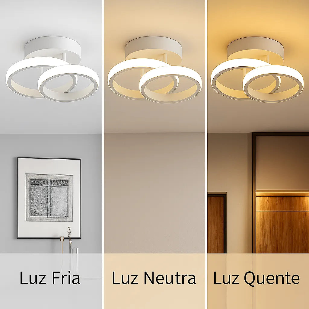 Luminária de Teto para Sala Quarto Cozinha em LED Branca Circular