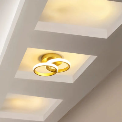 Luminária de Teto para Sala/Quarto/Cozinha em LED Circular - Dourada