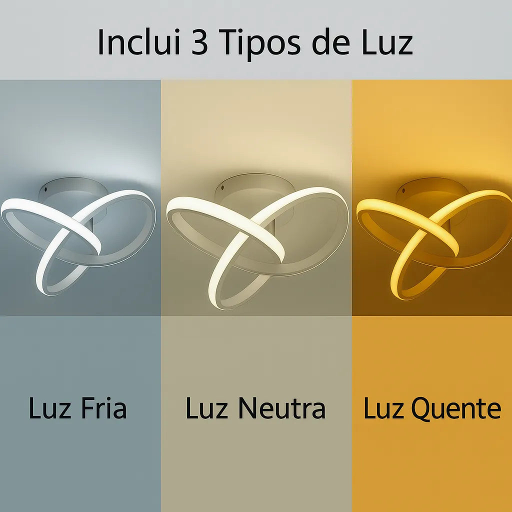 Luminária de Teto para Sala/Quarto/Cozinha em LED Espiral Branca