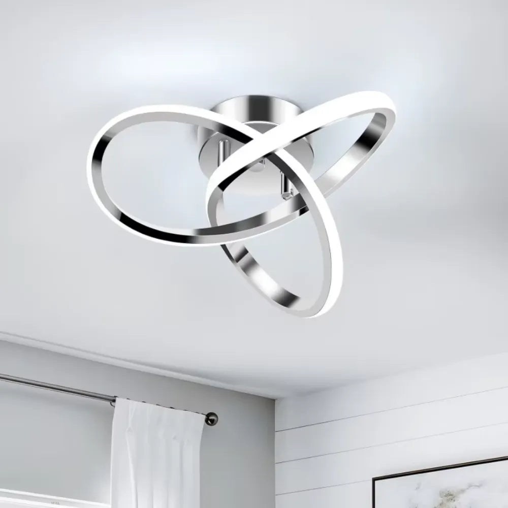 Luminária de Teto para Sala Quarto Cozinha em LED Espiral Prateada