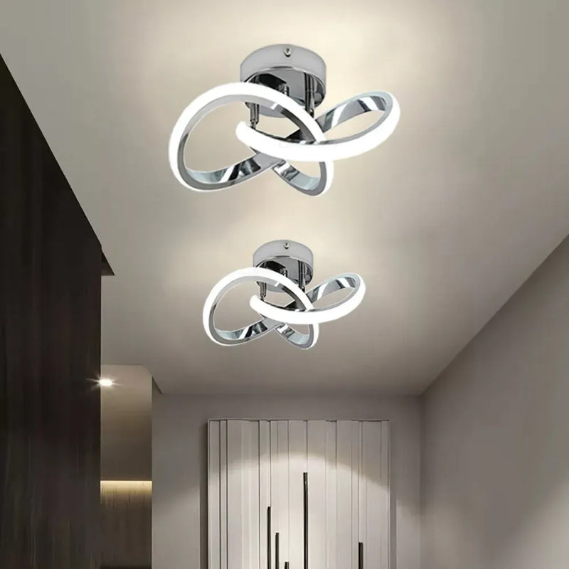 Luminária de Teto para Sala/Quarto/Cozinha em LED Espiral - Prateada