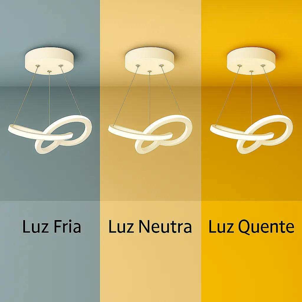 Lustre Pendente para Sala/Quarto/Cozinha Moderno LED Branco Espiral