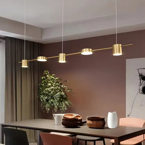 Lustre Pendente para Sala de Jantar/Cozinha Moderno LED - Dourado
