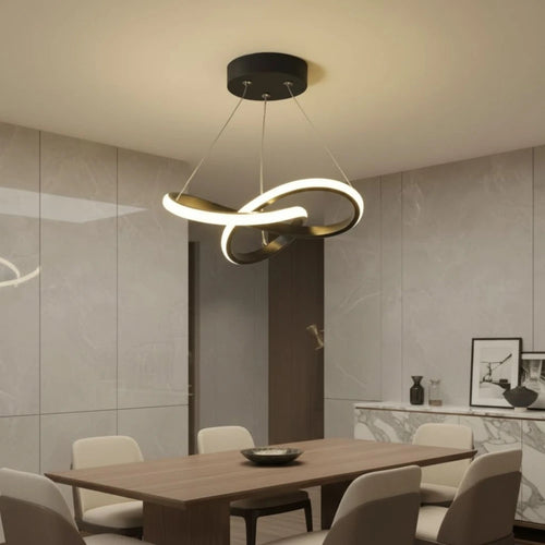 Lustre Pendente para Sala/Quarto/Cozinha Moderno LED Espiral - Preto