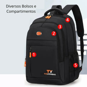 Mochila Escolar Masculina Reforçada Impermeável laranja 