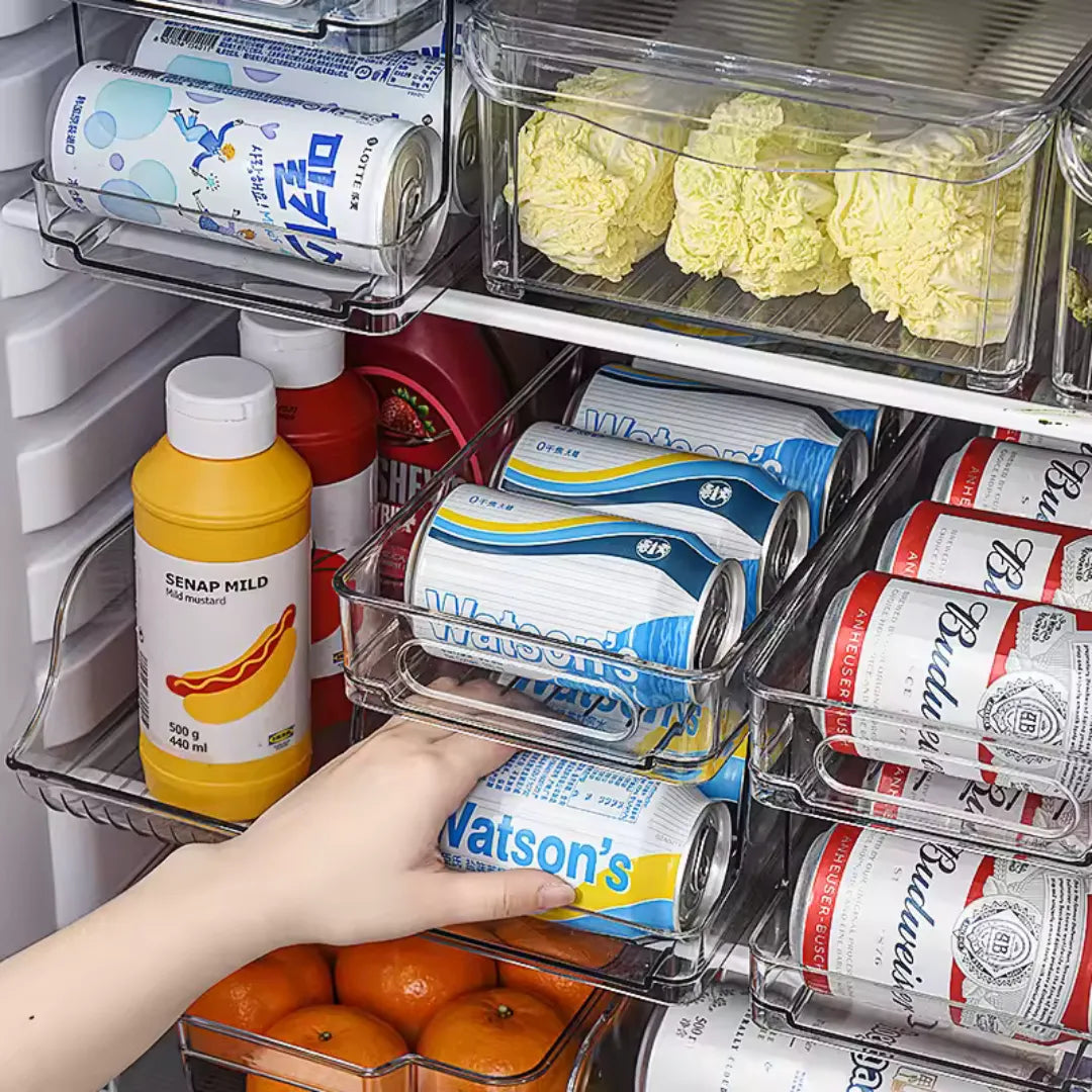 Organizador de Latas para Geladeira Automático transparente cozinha