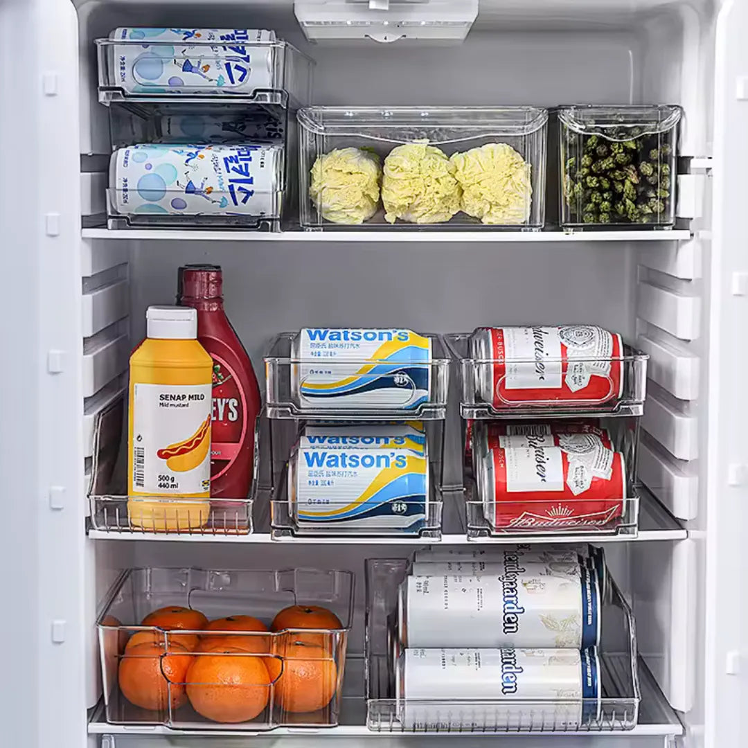 Organizador de Latas para Geladeira Automático transparente organizadores cozinha