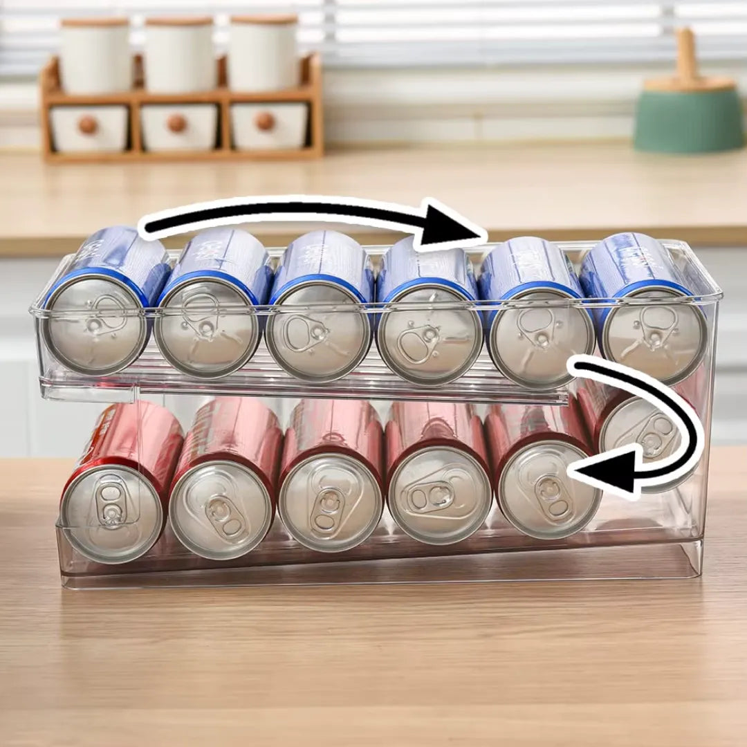 Organizador de Latas para Geladeira Automático transparente organizadores de cozinha