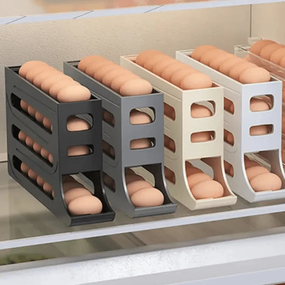 Organizador de Ovos para Geladeira bege Organizadores de Cozinha