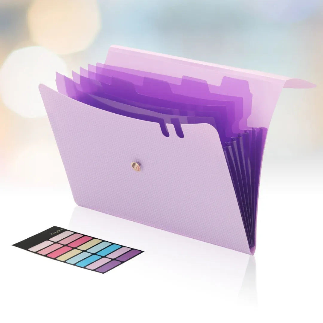 Pasta Sanfonada Com 7 Divisórias A4 Organizadora para Documentos/Escolar roxo