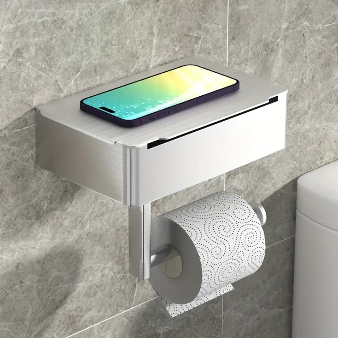 Porta Papel Higiênico Suporte com Gaveta prateado para Banheiro Decoração