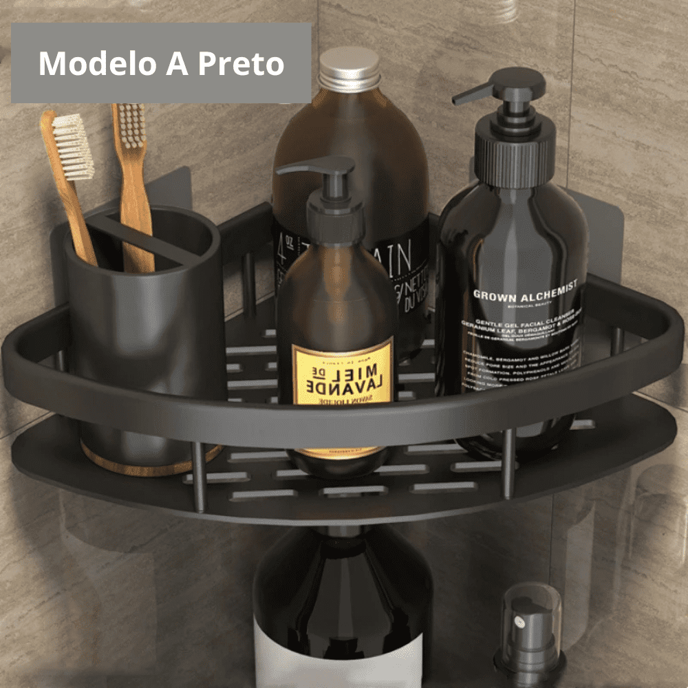 Porta Shampoo para Banheiro Box Suporte Prateleira de Parede preto
