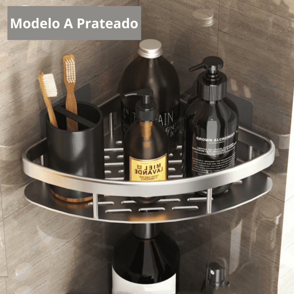 Porta Shampoo para Banheiro Box preto Suporte Prateleira de Parede 