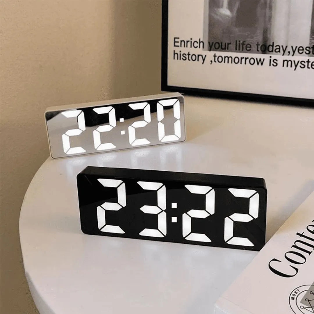 Relogio Digital de Mesa Decorativo Despertador LED Espelhado