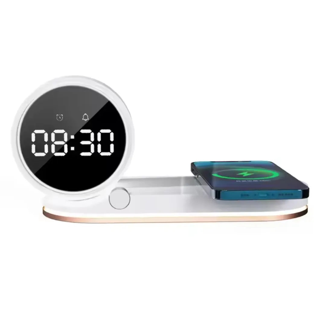 Relógio Digital de Mesa Despertador Carregador Sem Fio LED 6