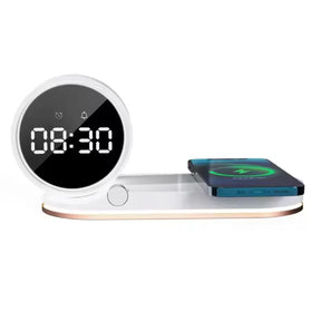 Relógio Digital de Mesa Despertador Carregador Sem Fio LED 6