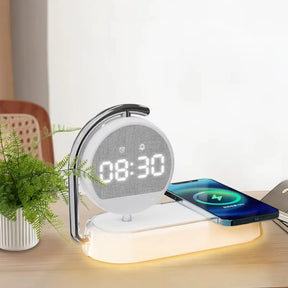 Relógio Digital de Mesa Despertador Carregador Sem Fio LED 9