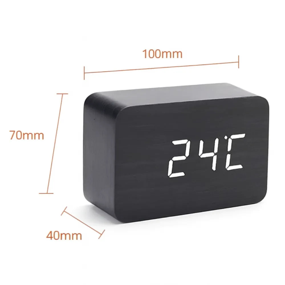 Relógio Digital de Mesa Despertador LED Decorativo preto