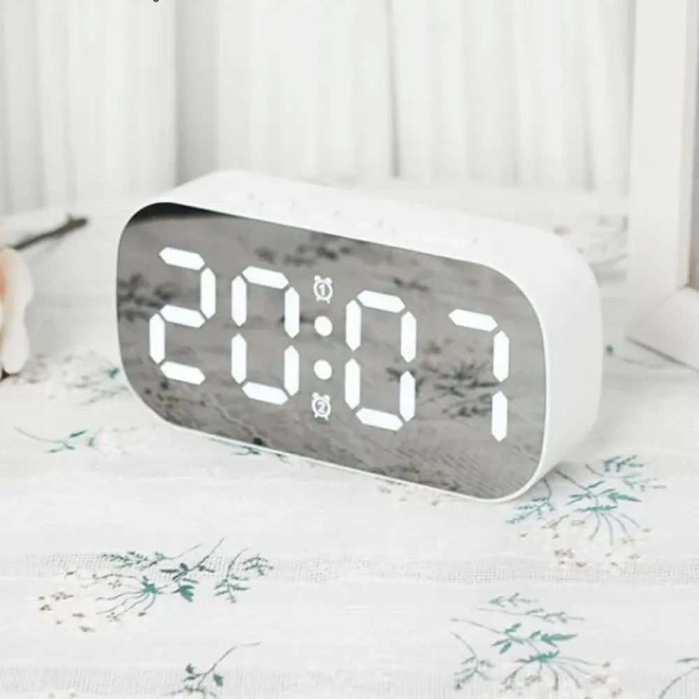 Relógio de Mesa Digital Cabeceira Despertador Espelhado LED 3