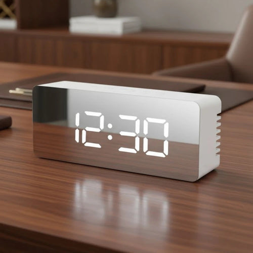 Relógio de Mesa Digital Despertador Cabeceira Branco