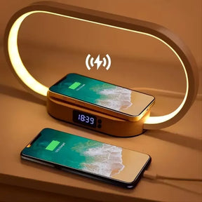 Relógio de Mesa Digital Carregador Sem Fio Luminária LED 3