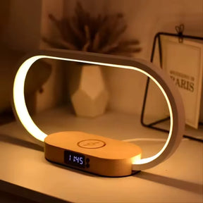 Relógio de Mesa Digital Carregador Sem Fio Luminária LED 5