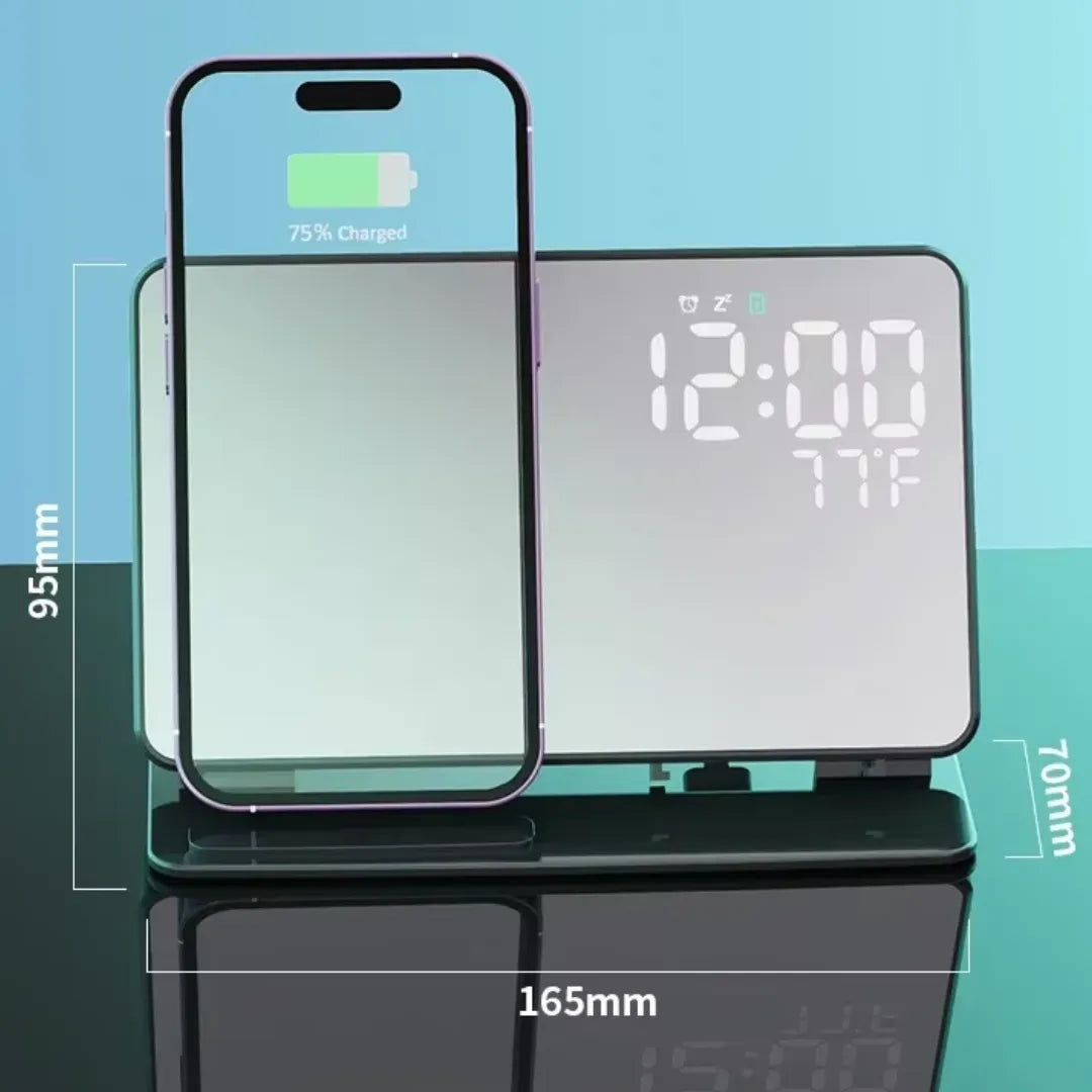 Relógio de Mesa Digital Carregador e Despertador Sem Fio LED 7