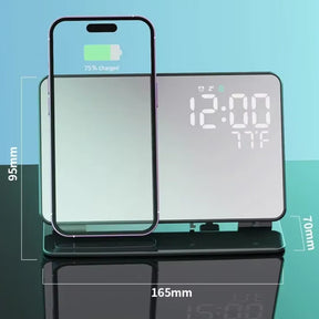 Relógio de Mesa Digital Carregador e Despertador Sem Fio LED 7