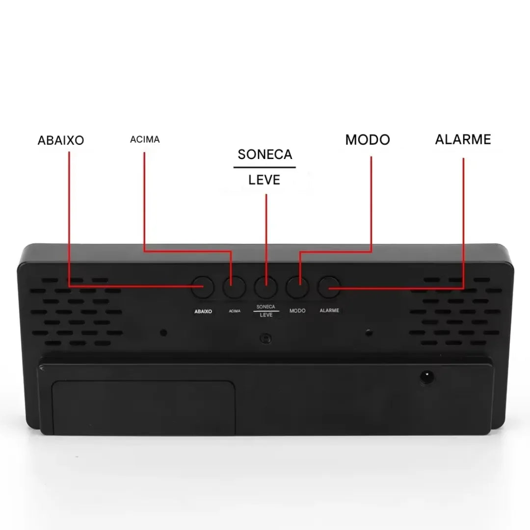 Relógio de Mesa Digital Decorativo Despertador LED preto 1