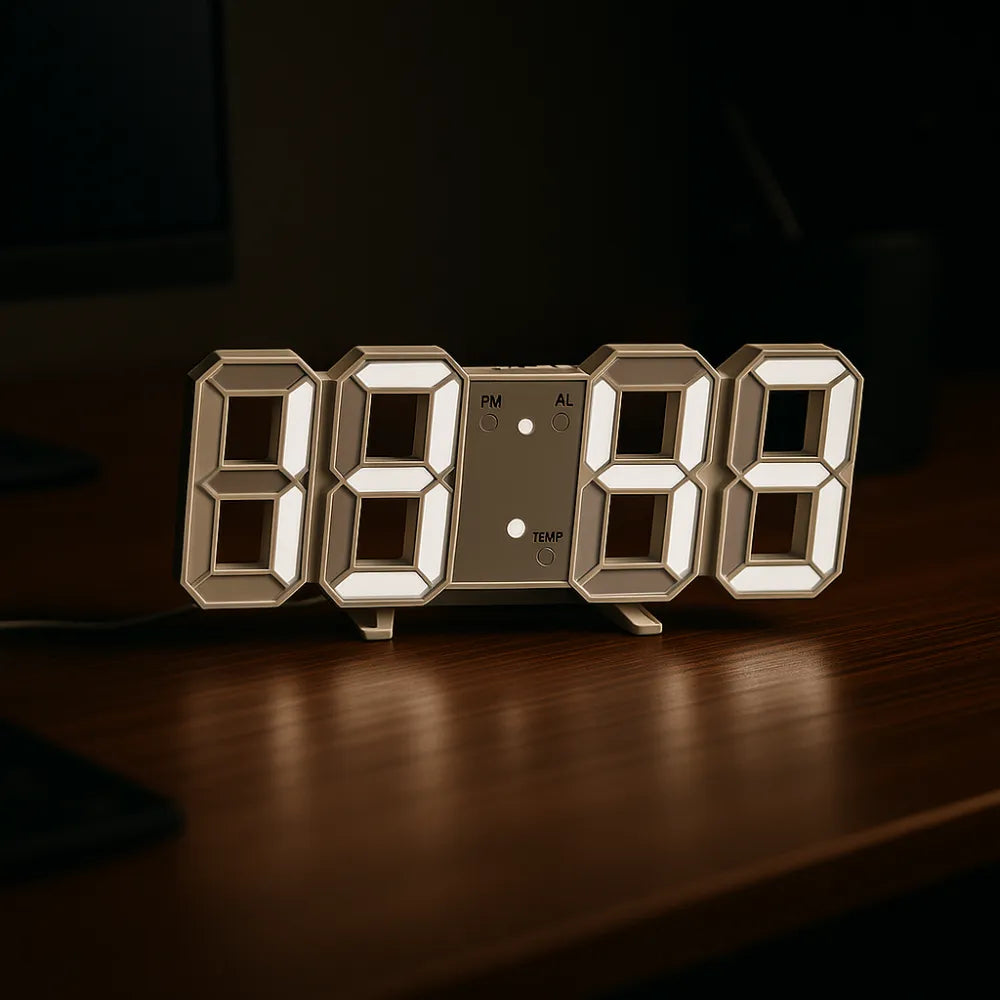 Relógio de Mesa Digital Despertador LED Grande branco